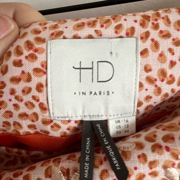 Anthropologie HD in Paris Pink Linen Floral Embroidered Skirt - Picture 4 of 4